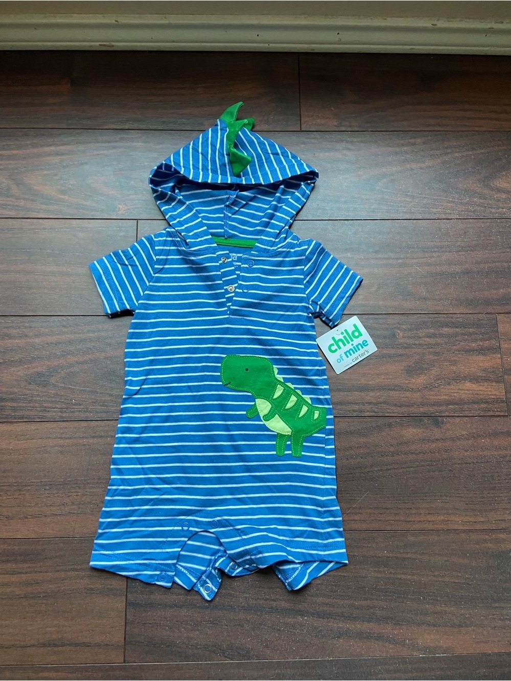 CARTERS DINOSAUR ONESIE HOODED COTTON 3-6mo NWT